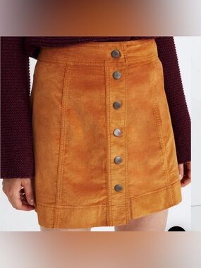 Madewell Velveteen A Line Button Front Mini Skirt Size 16
